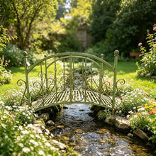 sunbiaouk Metal Garden Bridge, Outdoor Decorative Iron Garden Arch Bridge