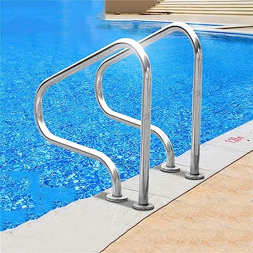MSHOSAC Pool Handrails 2 PCS Pool Handrail with 4ft Blue Grip Cover and Mounting Screws, 304 Stainless Steel Rails Pool Grab Ladder, 250LBS Load