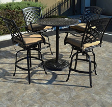 theWorldofpatio St. Augustine 5 Piece Cast Aluminum Bar Set with 36" Table Antique Bronze