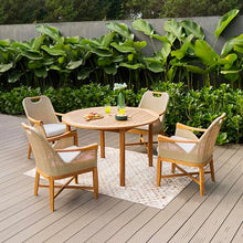 Cambridge Casual Sydney Teak Wood 5 Piece Outdoor Dining Set All-weather Wicker/Light Tan