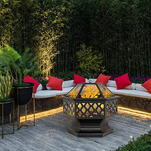 Metal Fire Pits for Garden, Fire Pit for Outdoor Garden Patio Outdoor Fireplaces Backyard Firepit with Spark Protection Mesh