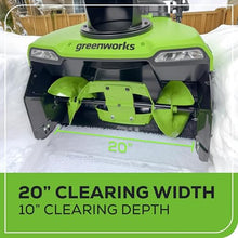 Greenworks 60V 20'' Brushless Snow Thrower, 1X4Ah Battery and Fast Charger Included