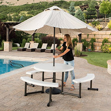 Lifetime Picnic Table 22127 44-inch Round Top Swivel Benches Almond Color Top