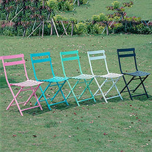 ZDJZMGZ Premium Metal Bistro Patio Furniture Sets 3 Piece,Protable Outdoor Folding Table and Chairs Set,Folding Dining for Kitchen Balcony-Gray 2 Chairs + 1 Table (Light Blue 2 Chairs + 1