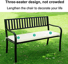 Garden Bench Outdoor Benches Park Bench Patio Garden Bench Backyard Benches, Outdoor Park Bench Lounge Chair, Cast Iron Steel Frame Metal Garden Back Seat, Outdoor Wrought Iron Patio Bench with Armres