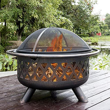Garden Fire Pit Grill Bowl Grill Barbecue Rack Small Fire Pit,Outdoor Fire Pit with BBQ Grill Shelf Fire Bowl with Spark Protection Mesh Extra includes Poker and Cover Garden Patio Heater