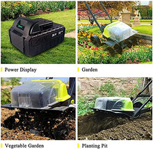 Electric Tiller Rotavator, 14-Inch 40-Volt Lithium-Ion Cordless Electric Tiller/Cultivator, 4Ah Battery & Charger Included, Electric Hoe