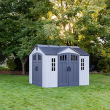 Lifetime Dual Entry Outdoor Storage Shed, 10x8 Ft, Gray, Resin Tool Shed with Double Doors, HDPE