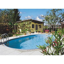 Planet Pool Steel Wall Pool Oval 600 x 320 x 150 cm Steel 0.8 mm White Film 0.6 mm Blue Hanging Piping