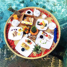 COMAAM Floating Bar Table Serving Buffet Tray Swimming Pool Beach Party Float Breakfast,Swimming Pool Floats for Adults for Sandbars, Spas, Bath, and Parties,Apricot-60x60x20cm