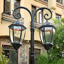 EliteBloom Lamp Post Lights Outdoor,S Outdoor Light, of High Pole Light Aisle Villa Landscape Anti-Rust Lighting Fixture Pillar,Black-Height 350cm