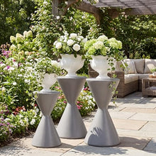 Christopher Knight Home Hazis Set of 3 Lightweight Concrete Plant Stand, Hourglass-shaped Indoor/Outdoor Side Table Set, Outdoor Plants Standing for Entryway/Garden, No Assembly Flower Stand, Gray