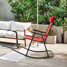 NRFJFOP Patio Camping Rocking Chair Folding Footrest Lightweight Outdoor Red