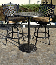 theWorldofpatio St. Augustine 3 Piece Cast Aluminum Bar Set with 30" Pedestal Table Antique Bronze