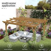 Outsunny 10' x 12' Outdoor Pergola with Arched Roof Wood Gazebo Dark Brown