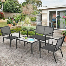 DUYHBAWRS 4 PCS Patio Furniture Set Sofa Coffee Table Steel Frame Garden Coffee Table Loveseat Chair