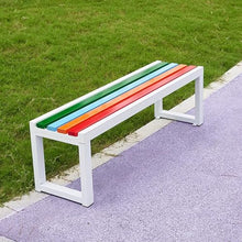 JS Ellie Colorful Outdoor Bench with Solid Wood seat and Metal Frame, Capable of Supporting 400kg, Suitable for Streets, Parks, and courtyards C 180cm