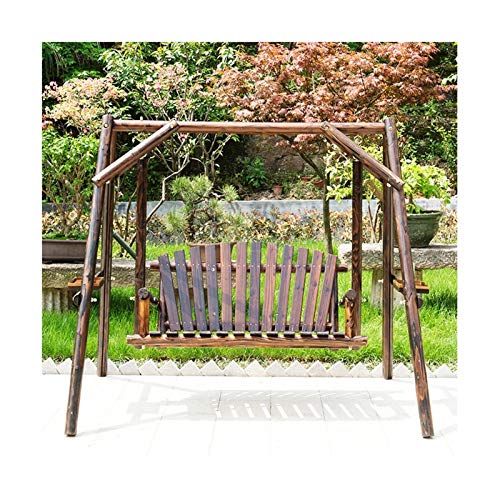 HAOKAZLBR Large Outdoor Porch Swing Garden Patio Swing Chair Deluxe Wooden Arc Frame Hammock 3 Person Garden Swing Outside Furniture Patio Swing Outdoor Lounge Chair