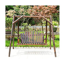 HAOKAZLBR Large Outdoor Porch Swing Garden Patio Swing Chair Deluxe Wooden Arc Frame Hammock 3 Person Garden Swing Outside Furniture Patio Swing Outdoor Lounge Chair