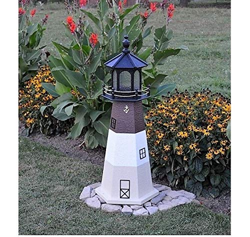 Backyard Crafts Amish-Made Oak Island, NC Replica Lighthouse with Solar-Powered LED Lighting, 95" Tall