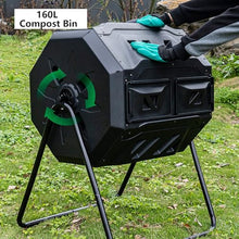 43 Gallon Dual Chamber Compost Tumbler Outdoor Rotating Composter Bin with 360° Tumbling Superior Aeration & Sturdy Steel Frame Fast Efficient Composting for Garden & Yard Waste (Black)