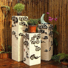 ARCVOX Home Garden Pedestal Stand Lotus Pattern, Synthetic Resin Asian Temple Pillar, Doorway Porch Plant Stand, Traditional Pillar Sculpture Statue (Color : Xiangyun, Size : Size L)