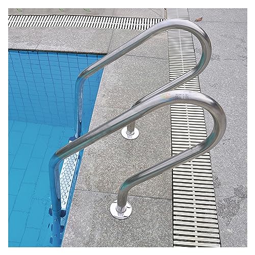 LMMIAMZ Heavy Duty Stainless Steel Swimming Pool Ladder, Non-Slip 2/3 Step Design with Handrail, Durable 1.5mm Tube Wall, Ideal for Safe Pool Access - Silver-B Color