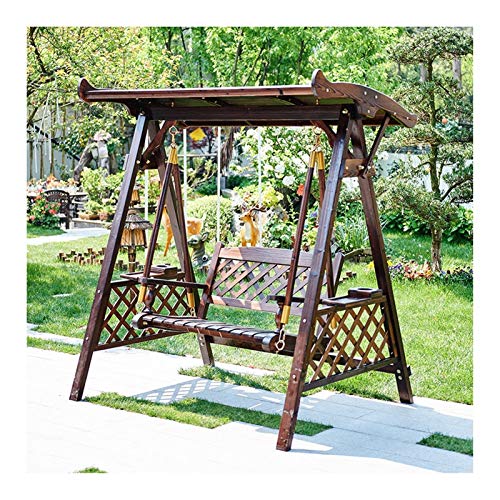 HAOKAZLBR Large Outdoor Porch Swing Garden Patio Swing Chair 3 Person Outdoor Patio Swing Chair, Wooden Porch Glider Swing Chair Outdoor Swing Chair Bench Suitable for Poolside, Balcony