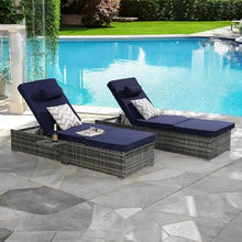 Durable Patio Furniture Set, Foldable Patio Bar Set w/ Sillas Para Balcon, High-Density Wicker Sillas Para Patio Exterior, 600 lbs Capacity, Ergonomic Wave Design, No Assembly Needed (Dark Blue)