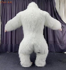 2.6m high White Inflatable King Kong Gorilla Costume for Adult Halloween Plush Furry Suit