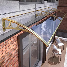 Window Door Awning Canopy,Front Door Canopy Uv Rain Snow Sunlight Protection Outdoor Polycarbonate Cover Patio Awning Canopy,Gold Aluminium Frame,with Install Hardware (47"x118")