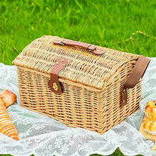 ASWRTYJO Rattan Basket Outdoor Camping Storage Box Picnic Dinner With Cover Portable With Tableware Wicker Picnic Basket