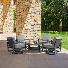 Armen Living Grand Modern Outdoor Patio Conversation Seating Set 5 Piece Black