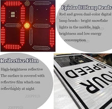 ZHPPED Solar Powered Led Speed Limit Signs, 20"x27"/24"x35" Rust Proof Aluminum Radar Speed Detector 2 Digital Speed Detector for Streets & Neighborhoods, Waterproof White-24''X35''