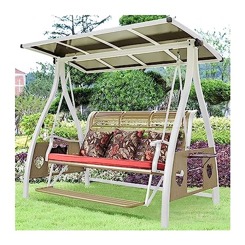 Garden Swing Chair Outdoor Patio Garden Balcony Outdoor Swing Chair Cast Aluminum Alloy Lazy Recliner Rocking Chair for 2 3 Person with Light Porc Swings
