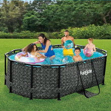 Funsicle Oasis Oval Above Ground Pool with Filter Pump, Cartridge, and Ladder Dark Herringbone