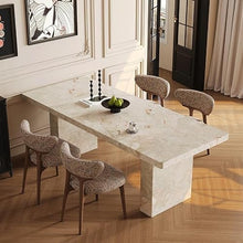 French Monet Garden Travertine Sintered Stone Dining Table Rectangular