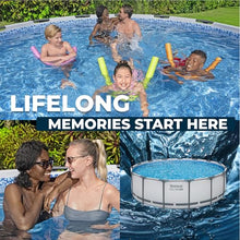 Bestway Steel Pro MAX 15' x 48" Above Ground Pool, Round Metal Frame Outdoor Swimming Pool Set with Filter Pump, Ladder, and Cover, Gray