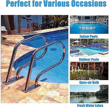 BSNANCA Pool Handrails 2 PCS Swimming Pool Hand Rail, 304 Stainless Steel 3-Bend Pool Grab Ladder, with 4ft Blue Grip Cover, Complete Mounting Accessories