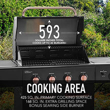 Kenmore 4-Burner BBQ Gas Grill with Searing Side Burner, Propane Grill, 52,000 BTUs, Warming Rack, Electronic Ignition & Cast Iron Cooking Grates, Black/Copper