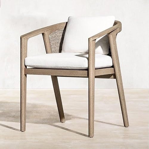 Balcony Table and Chair Set Solid Wood Beach Chair Terrace Courtyard Camping Chair Leisure Outdoor Furniture Armchair Water Proof Back Outdoor Chairs Bistro Table Set ( Color : Chair with Armrest )