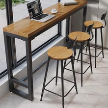 DLYZAYE Bar Table Solid Wood Bar Table Bar Iron Long Table, Cafe Restaurant Window Balcony High Table Counter Height Table