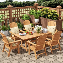 WO Outdoor Adirondack Dining Chair Table 7 PCS Set Retro Aesthetic Furniture for Outside Restaurant Dining, Home, Balcony, Terrace, Lawn, Pool, Deck, Garden (Teak)