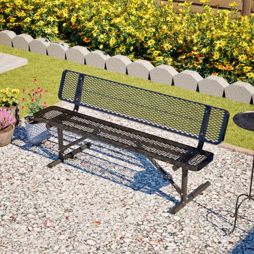 Dancongtea 72" Metal Picnic Bench 882LBS Diamond Mesh Outdoor Table