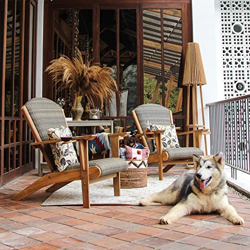 Cambridge Casual 2-Piece Auburn Padded Upholstered Outdoor Adirondack Chair Teak Wood / All-weather Wicker