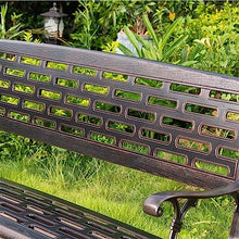 GVBNOTT Porch Chairs Garden Bench Outdoor Patio Bench, 3-Person Durable Outside Garden Park Bench, Vintage Copper Cast Aluminum Outdoor Seats for Garden, Courtyard, Backyard Outdoor Bench
