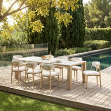 Leilani Rectangular Dining Table White, White Dining Table, Modern Style, Faux Marble Sintered Stone Rectangular Shape Tabletop, Aluminum, Outdoor Dining, 90" W x 42" D x 30.2" H