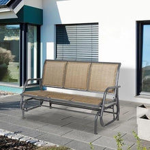 DUYHBAWRS Patio Bench Outdoor Porch Glider Swing with 3 Seats Breathable Mesh Fabric Metal Frame