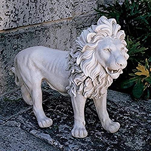 Design Toscano Regal Lion Sentinel of Grisham Manor Outdoor Entryway Garden Statue, Left, 37 Inch Tall, Cast Stone Resin, Antique Stone