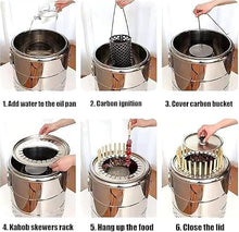 Acivirdde Portable Smokeless Charcoal Grill & Vertical BBQ Smoker - Large Capacity Stainless Steel Barrel Grill with Rotating Roasting (Small)